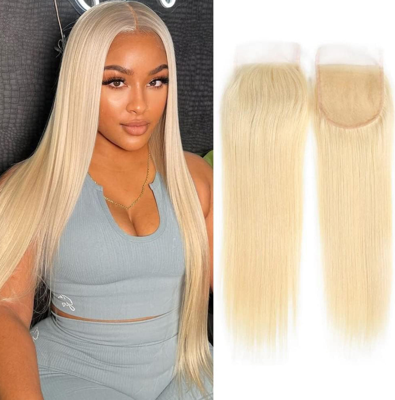 Russian Blonde Brazilian Straight Closure